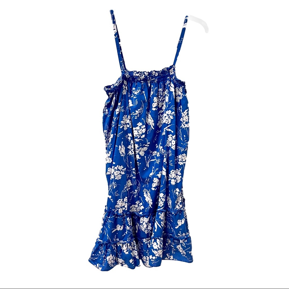 Lauren By Ralph Lauren Blue Floral Sun Dress Size Large W/ Spaghetti Straps